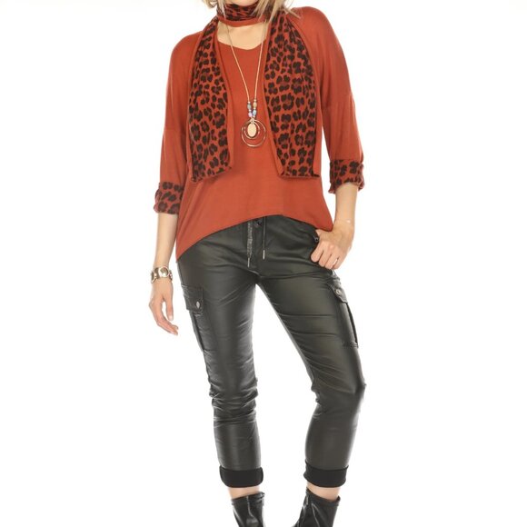Rust Top With Leopard Print Scarf - Picture 14 of 16